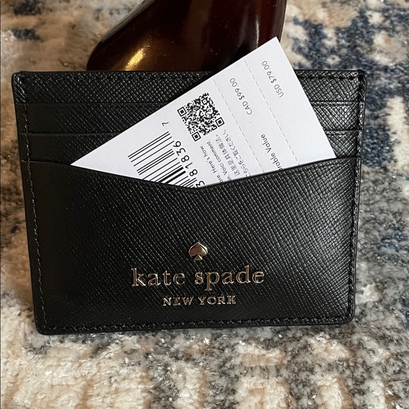 Kate Spade Black Leather Card Holder - Picture 1 of 2